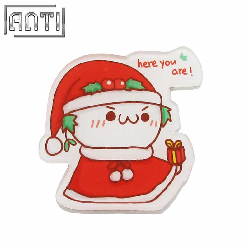 Hot Sale Manufacturer Custom Your Own High Quality Design Red Cartoon Figure Christmas Acrylic Offset Print Badge 