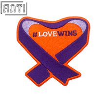 Custom Purple And Orange Heart Logo Embroidery Boutique Art Excellent Design Bootstrap Logo Embroidery Applique For Friend Gift