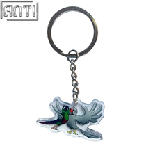 Custom Two Lovely Birds Acrylic Key Ring Art Excellent Design Cartoon Offset Printing Metal Key Ring A Gift For a Good Friend