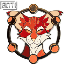 Custom Big Red Cartoon Cat Head Lapel Pin High Quality Round Handsome Animal Design Hard Enamel Gold Metal Badge For Gift