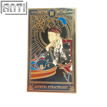 Custom Handsome Astrologer Lapel Pin Cartoon Rectangular Card Combination Design Hard Enamel Gold Metal Badge For Friend Gift