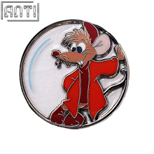 Custom A Cute Little Mouse In Red Lapel Pin Blue Transparent Bubble Glass Texture Art Excellent Design Hard Enamel Badge