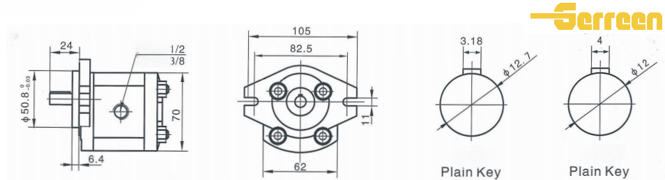 Rozměr hydraulick&eacute;ho zubov&eacute;ho čerpadla řady RGP-F200
