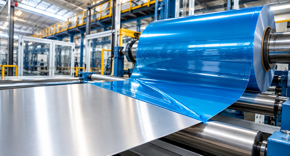 Protective film applied to coated aluminum