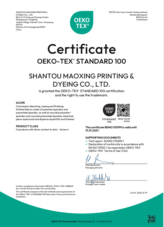 OEKO-certificering van de kleurstoffabriek