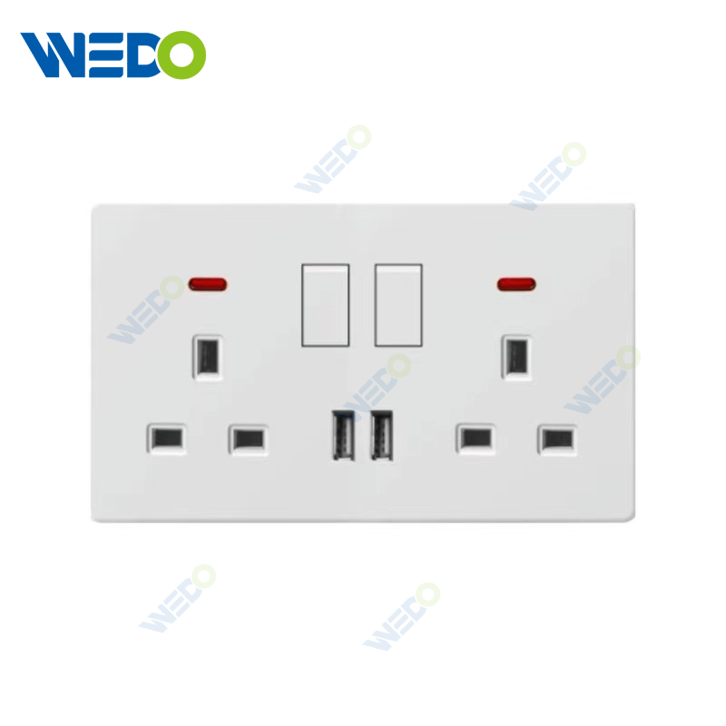 PC Double 13A Switch Socket/+2USB Switch Socket for Home