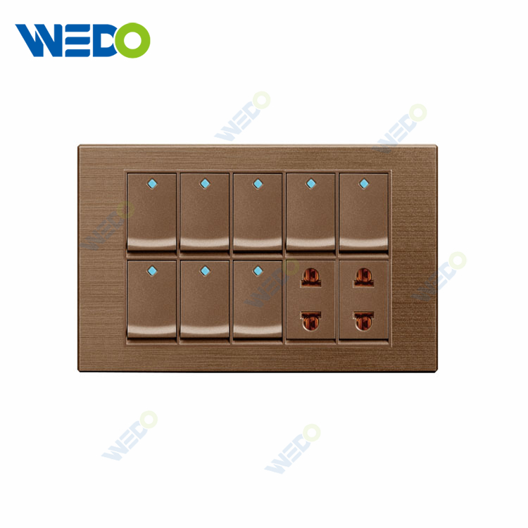 Pakistan Popular PC Electrical Switches 8 Gang Switch With 2 Gang Socket 8+2 Switch Socket 