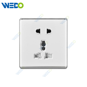 S2-W Home Switches 5 PIN Socket 250V Light Electric Wall Switch Socket PC Material with Chrome Frame