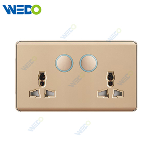 K2-P Series Double13A MF Switched Socket with LED Light Ring 250V Light Electric Wall Switch Socket 86*86cm PC Material with Chrome Frame Home Switches Twist Pattern