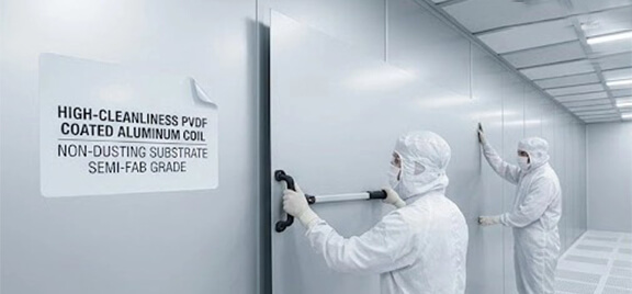 Smooth coated aluminum for cleanroom panels