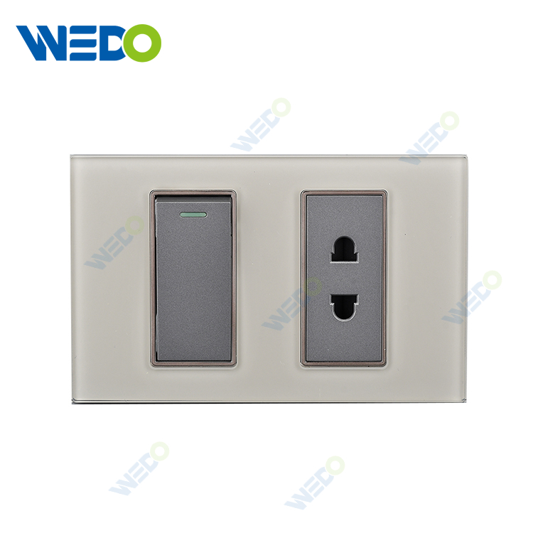 A40 High Quality Home UK Standard Aluminum Electric Wall Socket Switch 1gang 2 Pin Socket