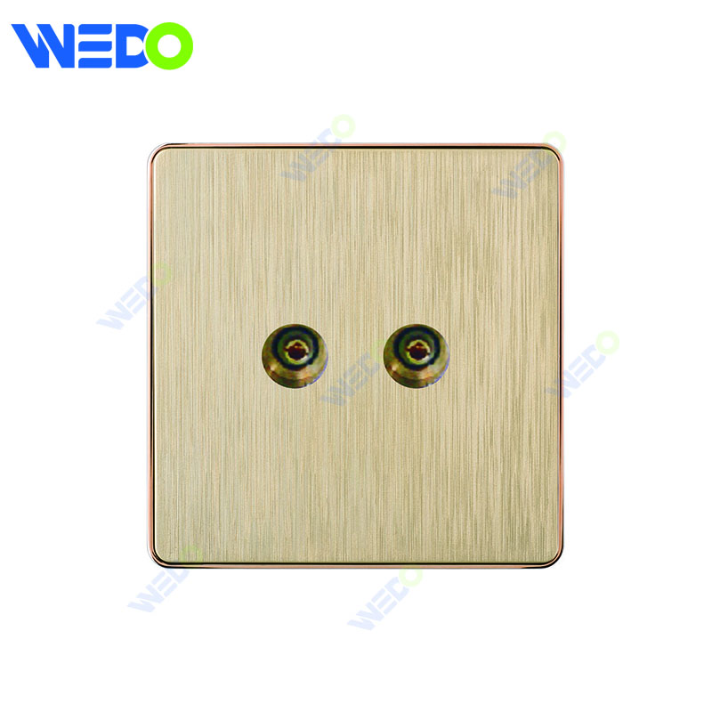 C72 China DOUBLE TV SOCKET/TV SOCKET Electric Push Button Light Wall Switch Many Colors White Silver Gold with Chrome
