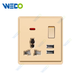 New Design PC MF Switched Socket+2USB Wall Switch Socket 86*86 mm For Home 