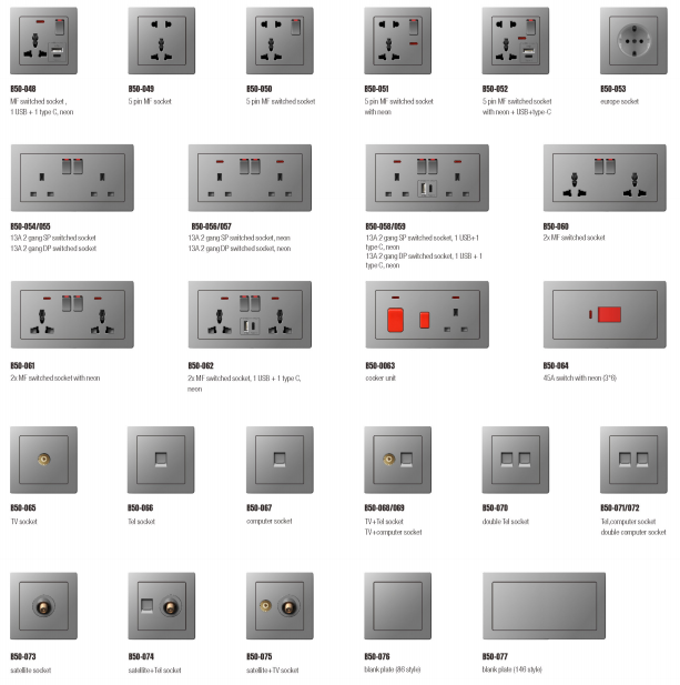  B10 Series Switch middle bottom Painting Switch Different Color Different Style 1 gang 2 gang 3 gang 4 gang Switch Socket