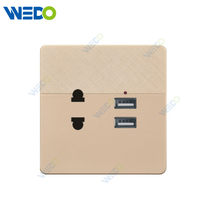 D1 Light Switch Simple Electric, Wall Switch Light 2PIN SOCKET WITH USB/ 2PIN SOCKET WITH 2USB Wall Switch PC Material Cover with IEC Report SASO