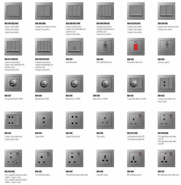 B20 White PC 45A Switch With neon+13A Switched Socket With neon Cooker Unit Kitchen Socket