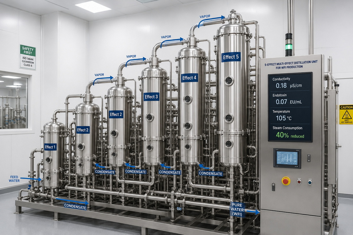 Sistem Distilasi Multi Efek Lima Efek Untuk Produksi WFI
