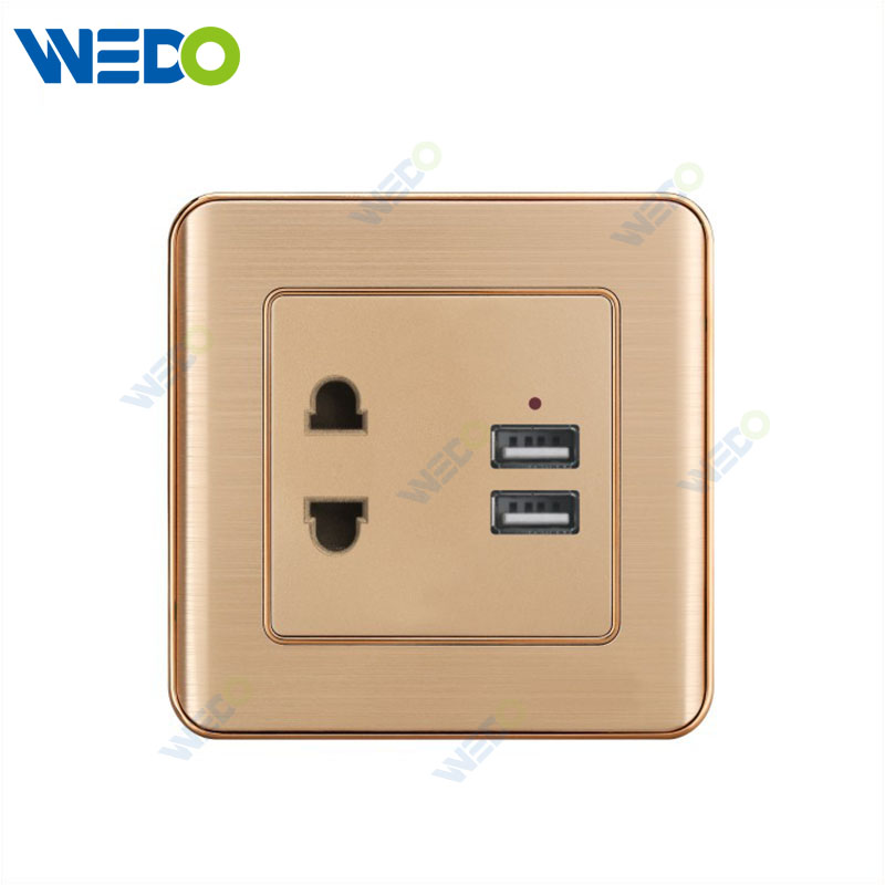 C32 Aluminium New Design Customized Factory Pc Wall Switch And Socket 2PIN SOCKET with Neon+USB/ 2PIN SOCKET with Neon+2USB