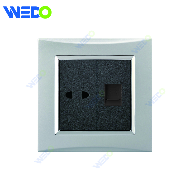 M3 Wenzhou Factory New Design Electrical Light Wall Switch And Socket IEC60669 2PIN SOCKET+TEL