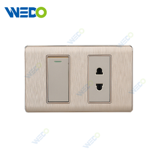 A31 High Quality Home UK Standard Aluminum Electric Wall Socket Switch 1gang 2 Pin Socket