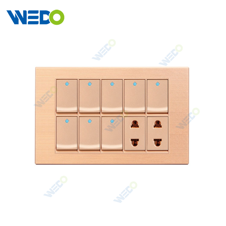 Pakistan 6+2 Wall Switch 2/4/6/8/10 GANG SWITCH BRUSHED PLATE 