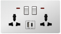 B50 Series 1 USB+1 Type C With Neon Switch Socket With PC Materical Different Color Home Socket Wall Switch Socket 