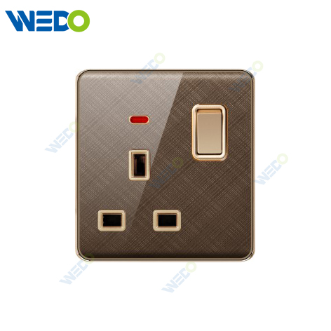 K2-b Series 13A Switched Socket with LED Light Ring 250V Light Electric Wall Switch Socket 86*86cm PC Material with Chrome Frame Home Switches