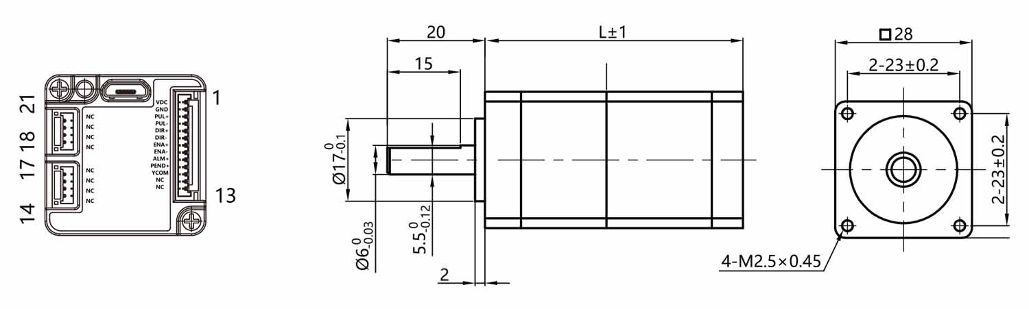 Integrovan&yacute; krokov&yacute; motor BFISC28-P1A3