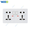 C85 Wall Switch Push On Off UK Standard Electric Switch Socket UK Standard White 2*5 Pin MF Switch Socket with Neon