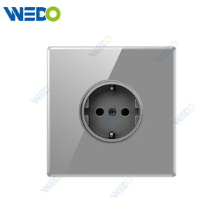 S6 Series Germany Socket 250V Light Electric Wall Switch Socket Tempered Glass Material Modern Sockets