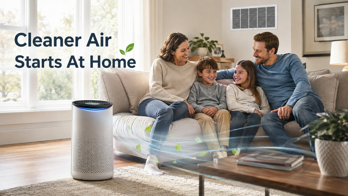 1Une famille profite d’un air int&eacute;rieur pur