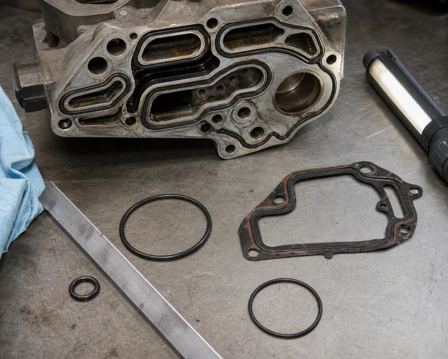 Inspektion des O-Rings der Diesel&ouml;lk&uuml;hlerdichtung und der Geh&auml;usedichtfl&auml;che