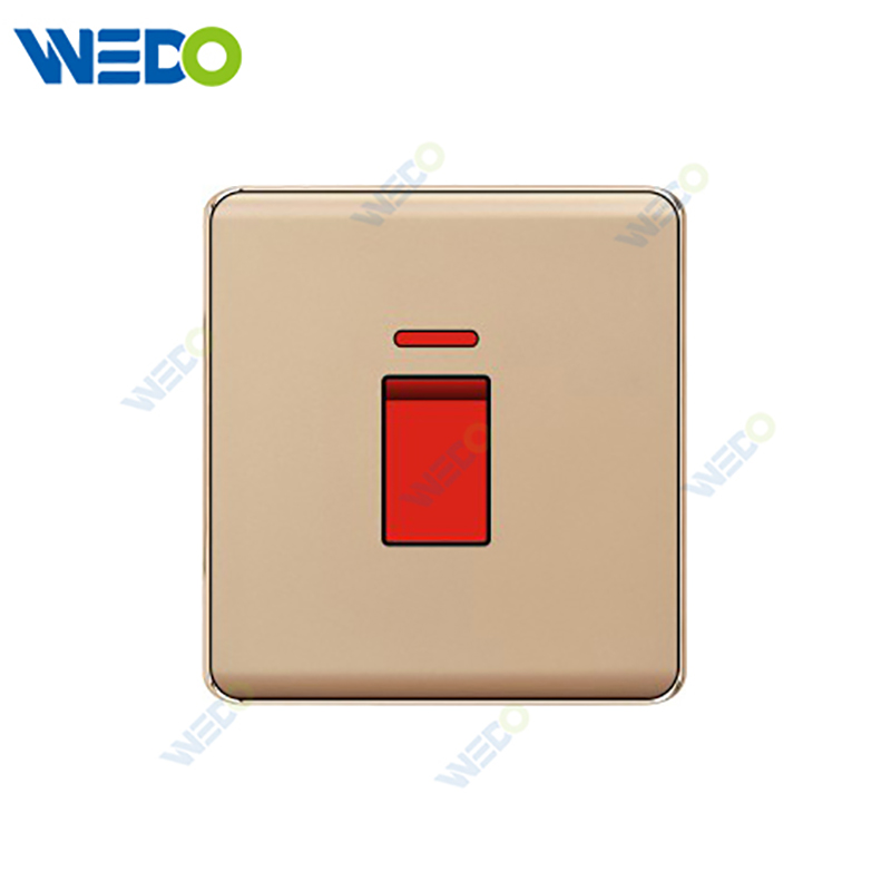 K2-P Series 20A Switch with LED Light Ring 250V Light Electric Wall Switch Socket 86*86cm PC Material with Chrome Frame Home Switches Twist Pattern