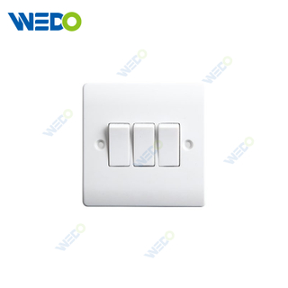Fashion Uk Standard White 10a 250v 3 Gang 1 Way Switch For Home