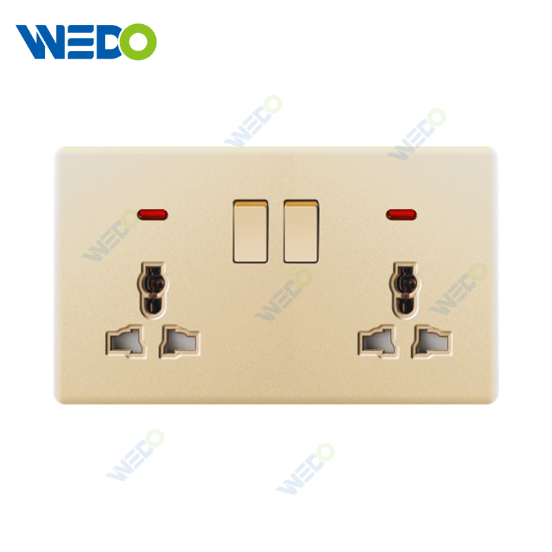 ULTRA THIN A2 Series Double 13A Switch Socket w/without neon 250V Different Color Different Style Fashion Design Wall Switch 