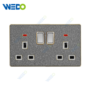 ULTRA THIN 13A Switch Socket +2USB w/without neon Acrylic / Leather Different Color Different Style Fashion Design Wall Switch 