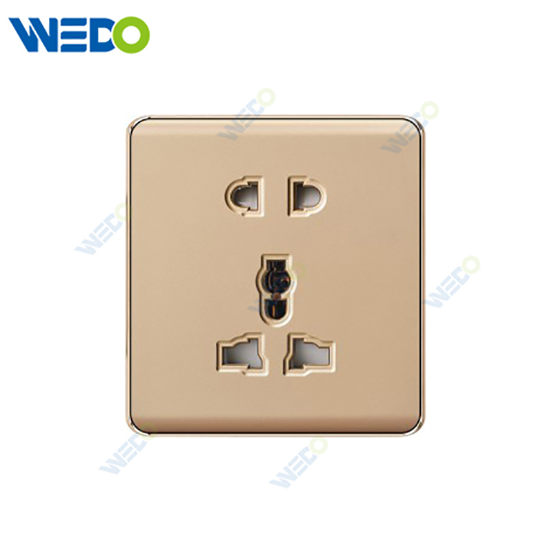 K2-P Series 5 Pin Socket 250V Light Electric Wall Switch Socket 86*86cm PC Material with Chrome Frame Home Switches Twist Pattern