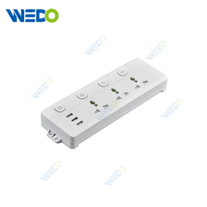 3 Way Universal Extension Wire Socket with Switch Control with 3USB