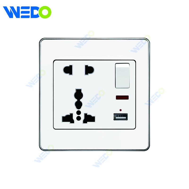 C73 5PIN MF SWITCHED SOCKET+2USB Wall Switch Switch Wall Switch Socket Factory Simple Atmosphere Made In China 4 Gang 4 Wire 