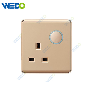K2-P Series 13A Switched with LED Light Ring 250V Light Electric Wall Switch Socket 86*86cm PC Material with Chrome Frame Home Switches Twist Pattern