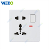 C85 Wall Switch Push On Off UK Standard Electric Switch Socket UK Standard White 5 Pin MF Switched Socket with Neon