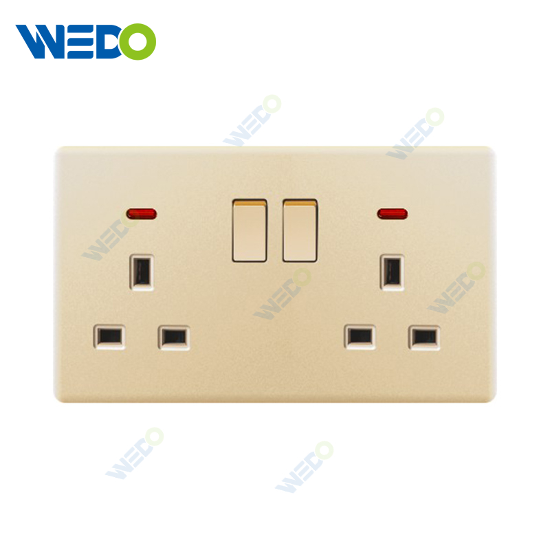 ULTRA THIN A2 Series Double MF 13A Switch Socket w/without neon 250V Different Color Different Style Fashion Design Wall Switch 